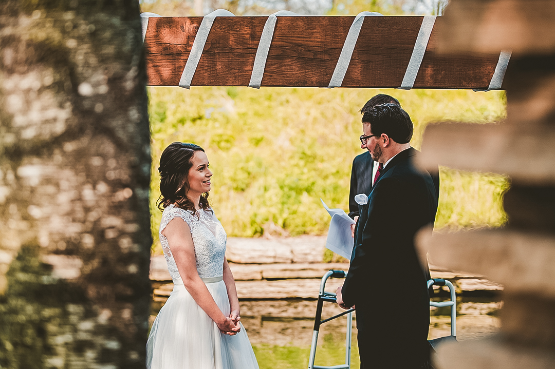 bride smiling at her groom during a Chicago wedding