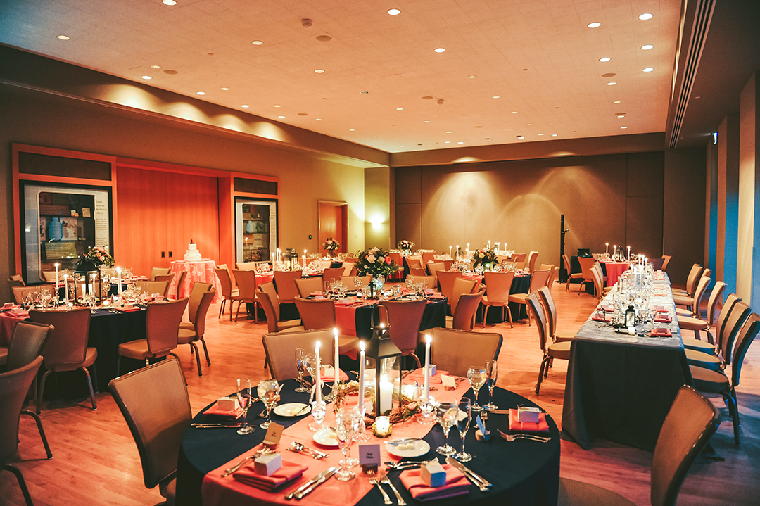a room at a wedding reception at the Morton Arboretum in Lisle Illinois