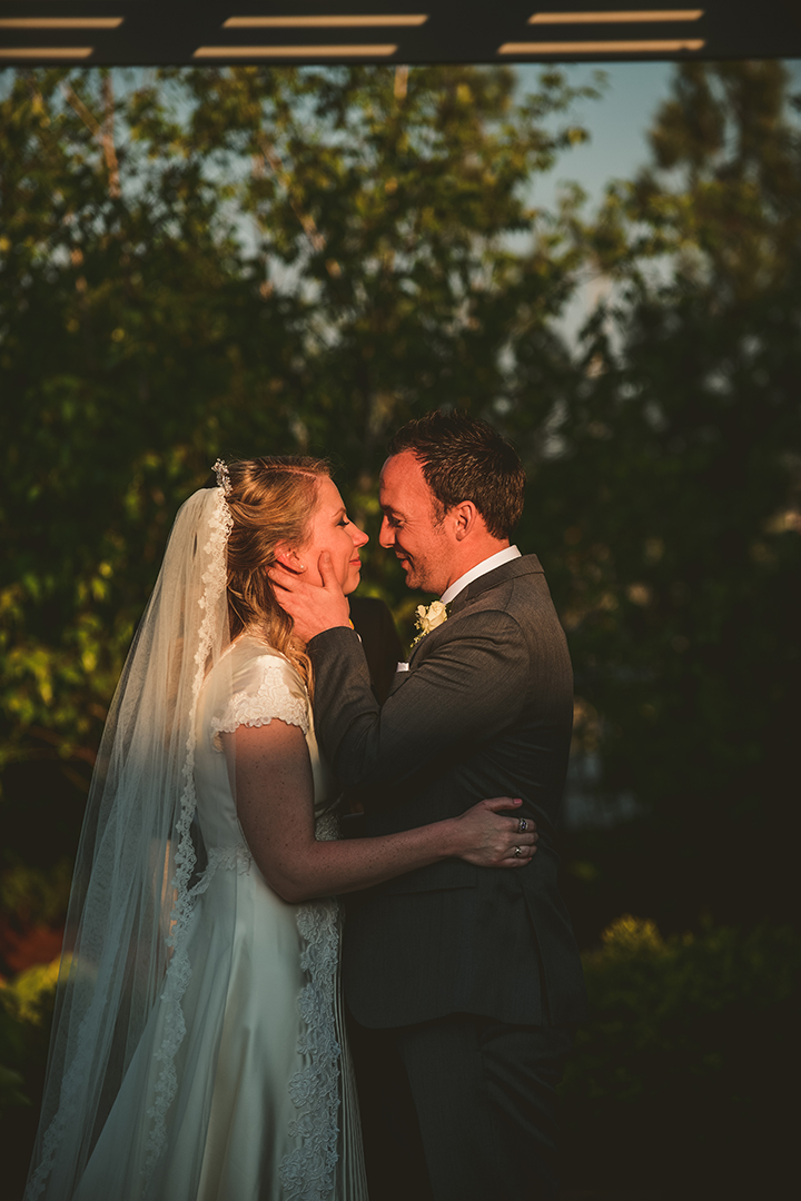 moments after the bride and grooms first kiss