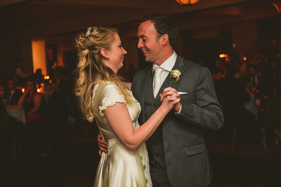 a bride and groom experiencing their first dance at Gaelic Park