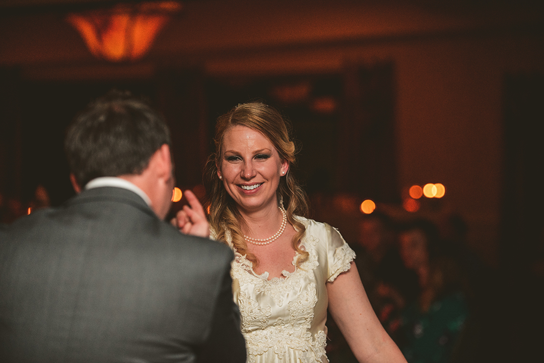 the bride looking at her groom during the first dance 