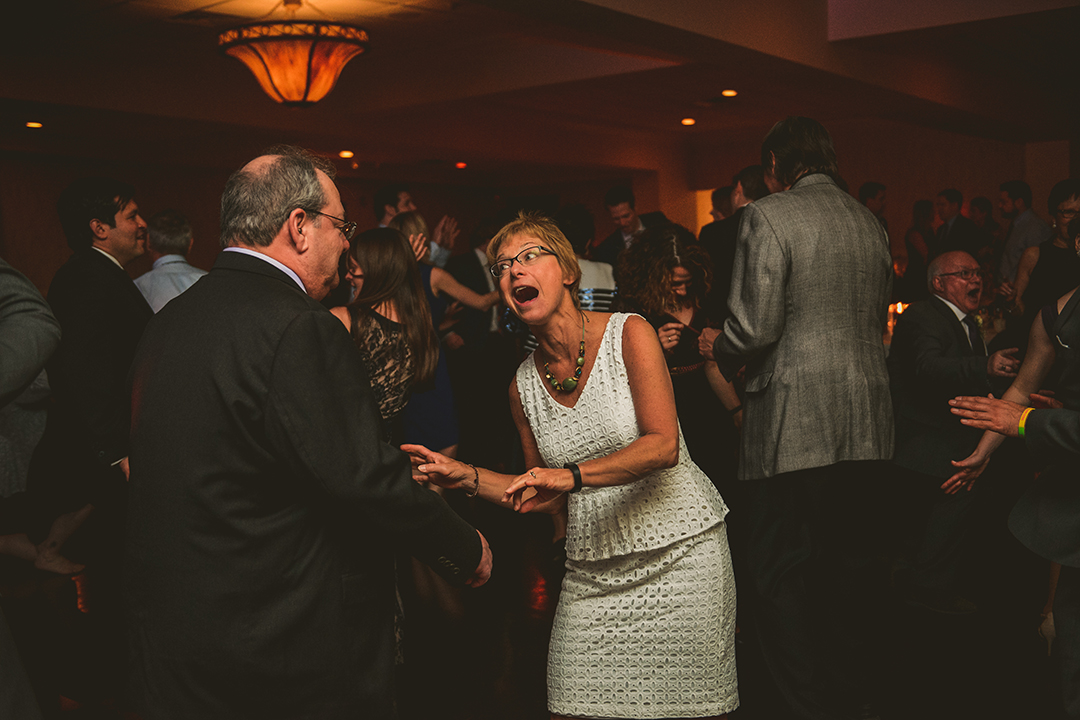 a woman dancing at a Gaelic Park wedding reception 