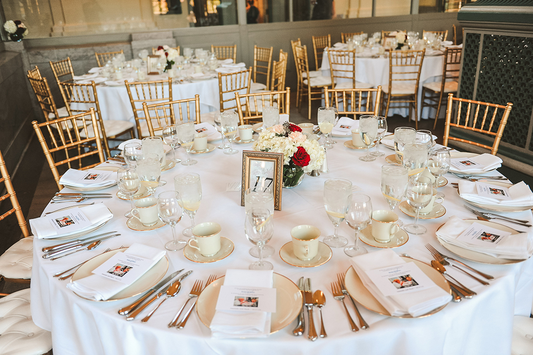 a table set up for a Joliet wedding reception