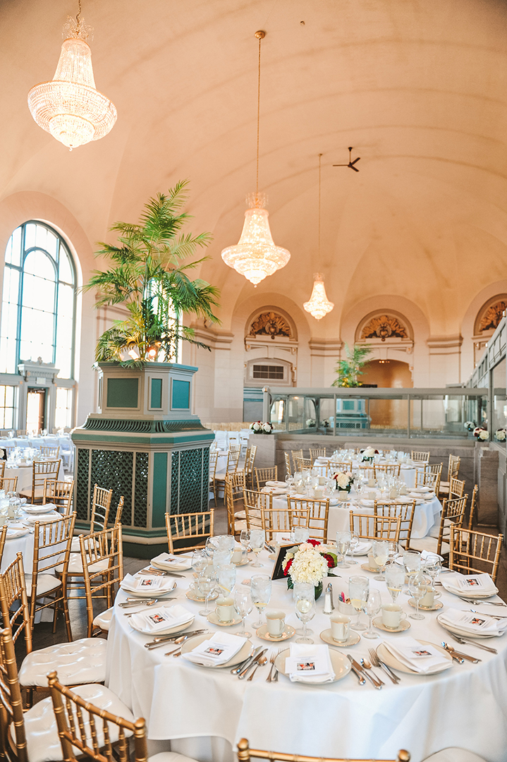 the Joliet Union Station set up for a wedding day