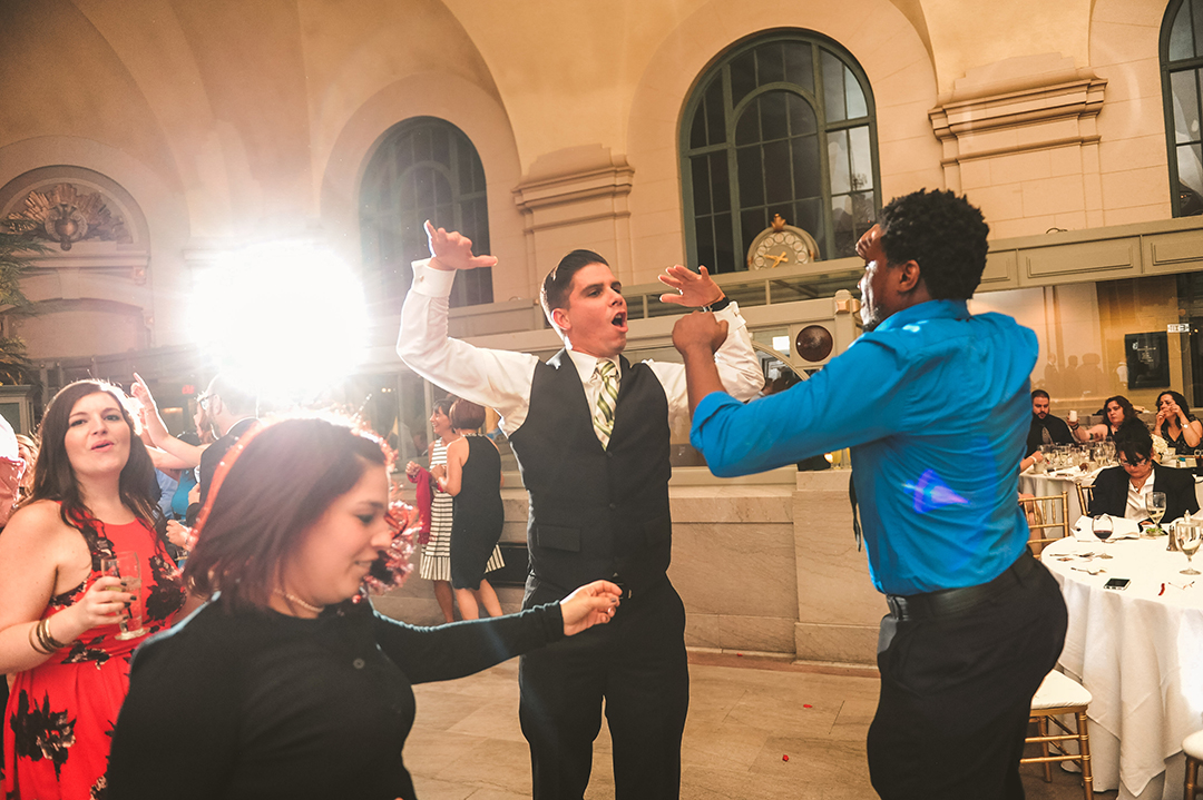 two men dancing at the Joliet Union Station