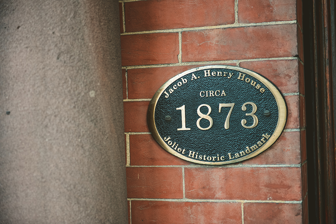 A plaque of the 1873 historic Joliet Union Station