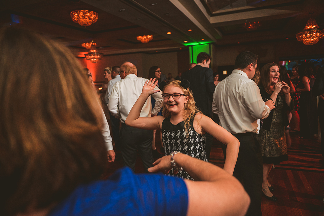 a young girl dancing at a wedding reception at Gaelic Park in Oak Forest