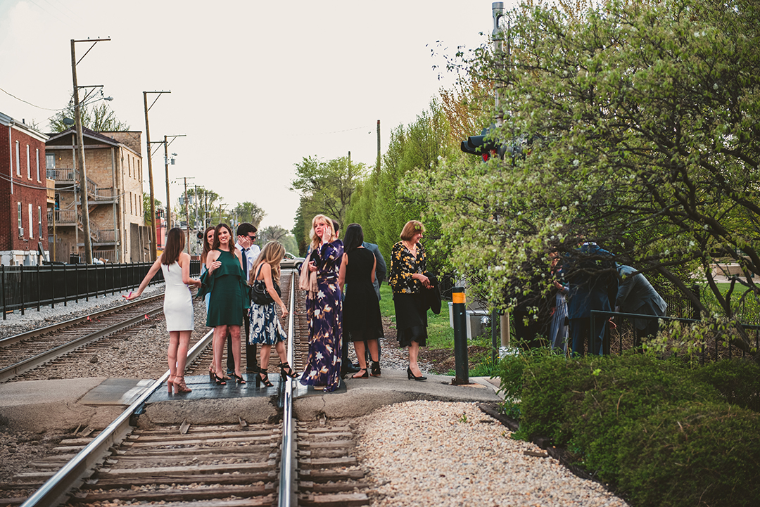 guests at a Chicago elopement at a rustic Chicago venue