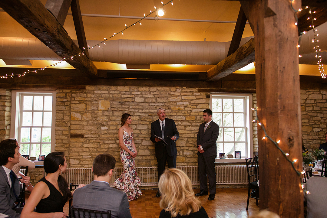 a young couple getting married at a rustic wedding venue in Chicago