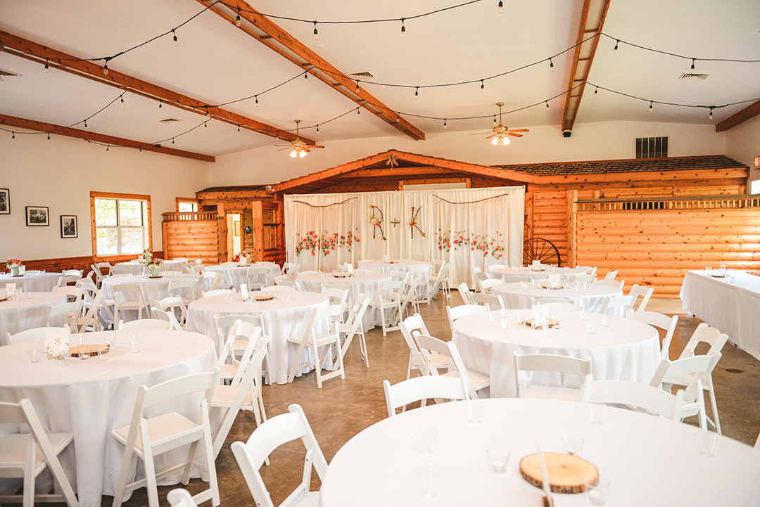 the full dining room at a wedding reception at the All Seasons Orchard