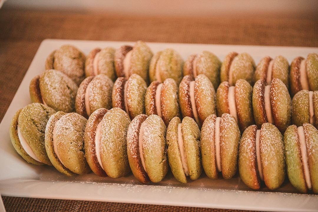 matcha tea whoopy pies at a wedding reception in Woodstock IL