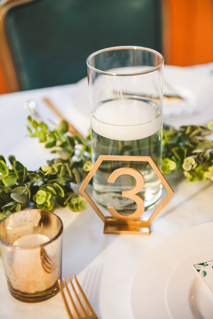 table details at a downtown Naperville wedding reception
